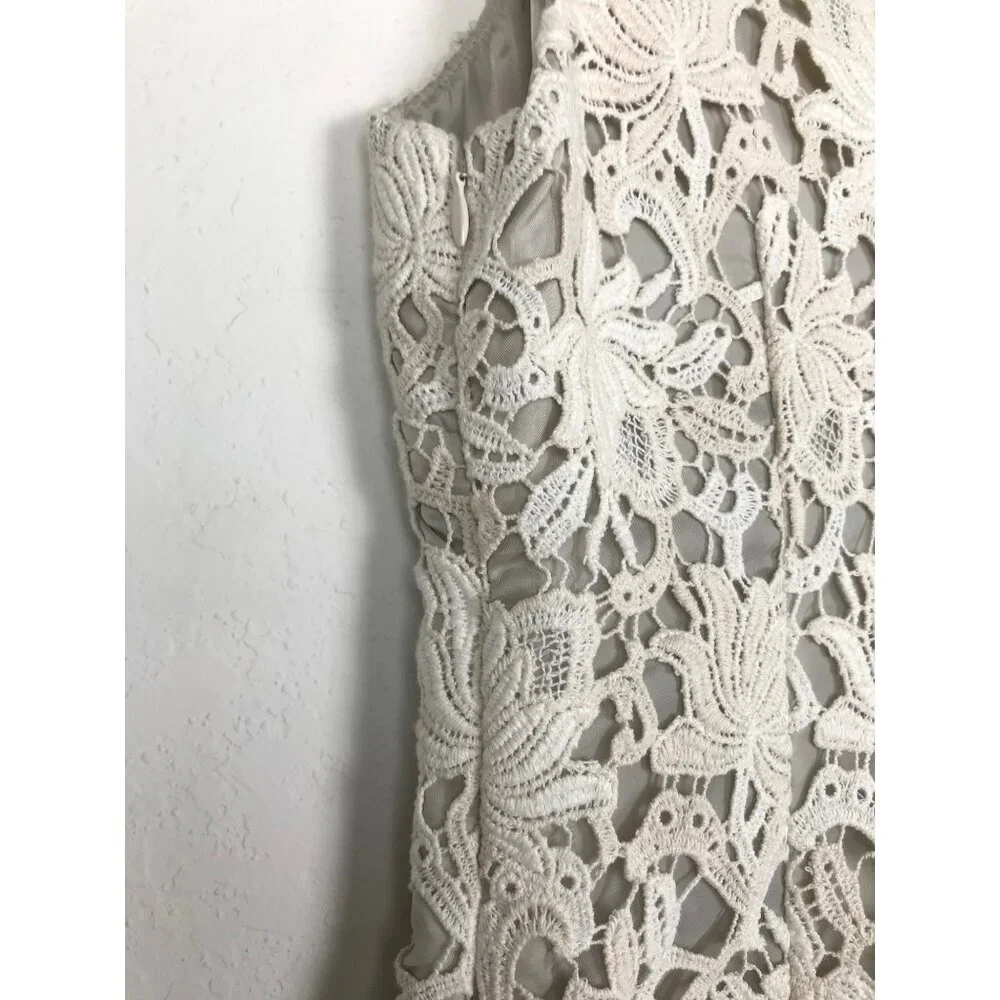 Ann Taylor  Lace V-neck Sleeveless Dress Ivory & Cream Size 2  NWT - Picture 5 of 13